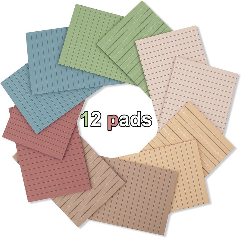 Kozerite (12 Pack) Lined Sticky Notes 4x6 in,Large Notepads with Lines,Ruled Stickies Super Sticking Power,Office School Memo Note Pads Vintage Colors,Post on Windows Doors,Recyclable,Easy to Write on - Image 2